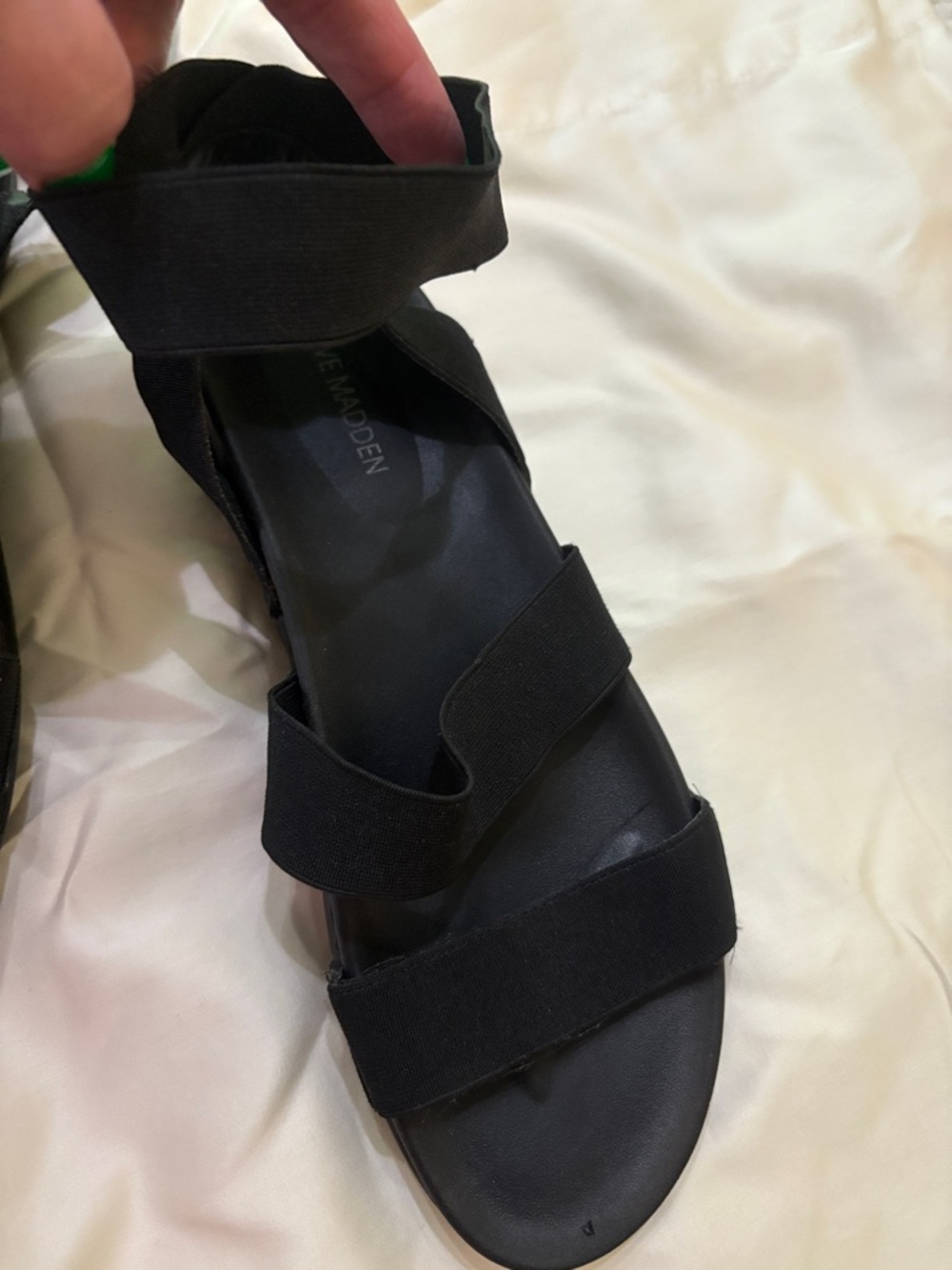 Steve Madden Black Elastic Strap  Sandals size 9.5 - Picture 4 of 6
